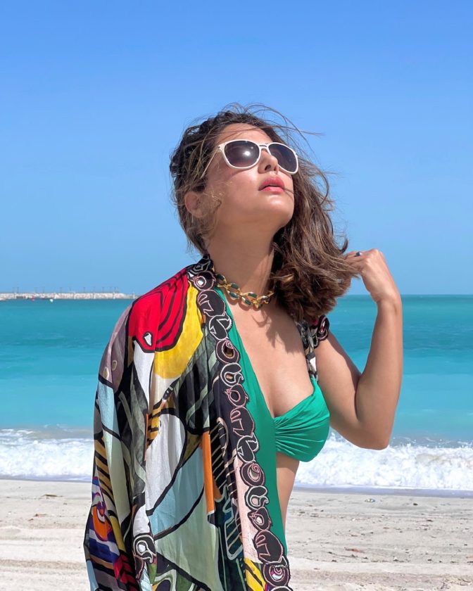 Hina Khan Raising The Temperature In Green Swimsuit 1 Hina Khan Raising The Temperature In Green Swimsuit